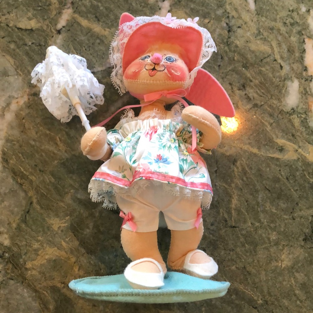 Easter Vintage Annalee Doll 10” Bunny Girl Parasol
